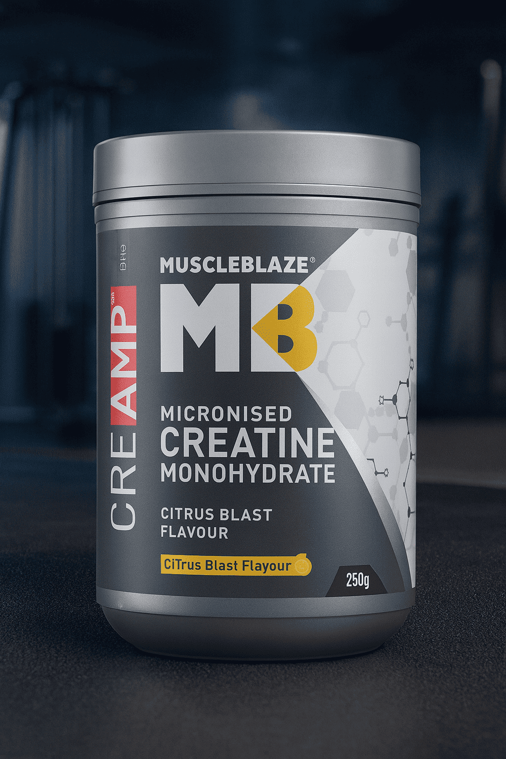 MuscleBlaze Micronised Creatine Monohydrate CreAMP Powder, Unflavoured (80 Servings, 250g)