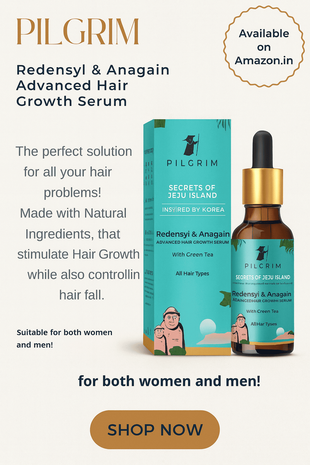 PILGRIM Redensyl 3%+Anagain 4% Advanced Hair Growth Serum For Scalp(50Ml)