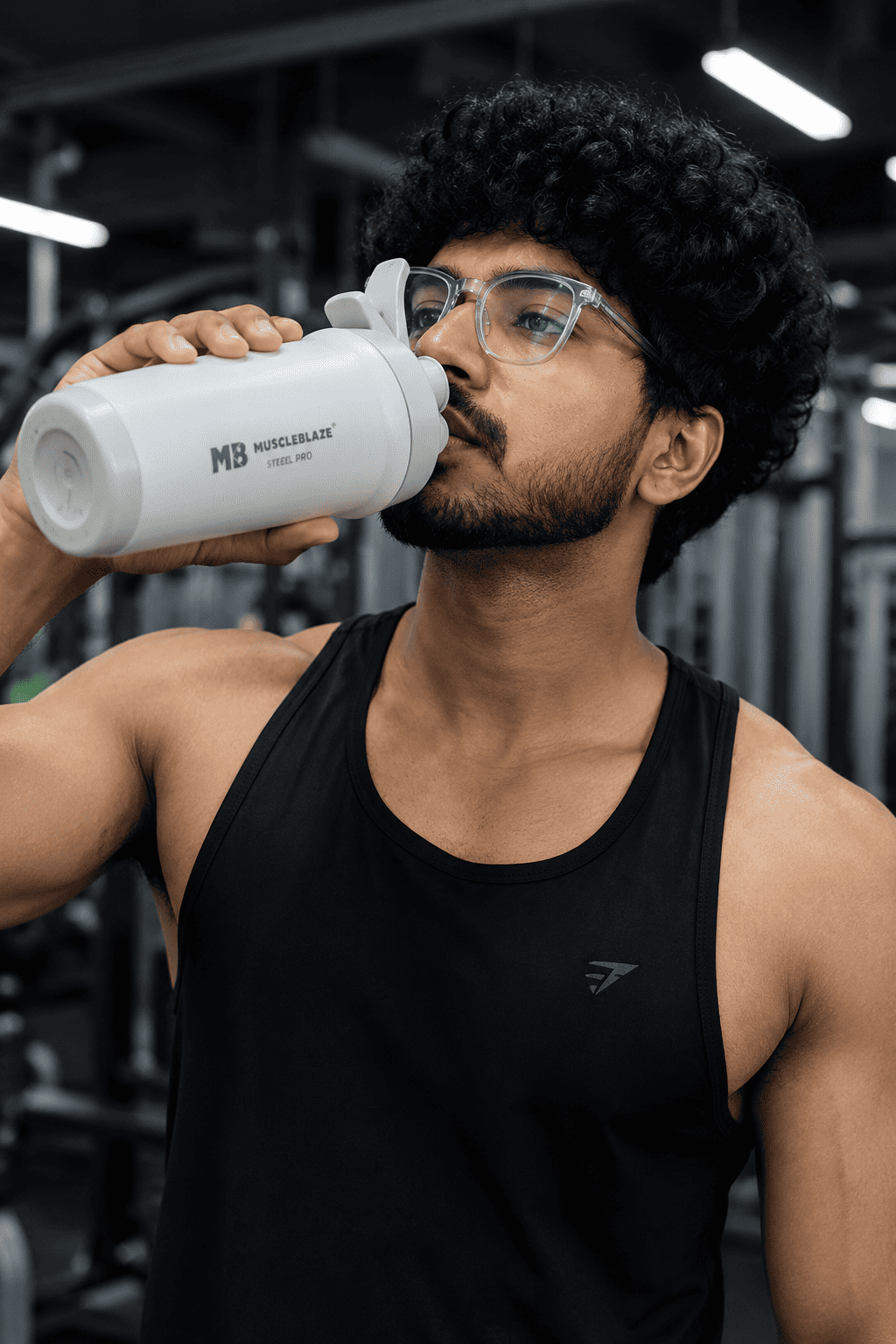MuscleBlaze Stainless Steel Gym Shaker Pro | White | 700ml